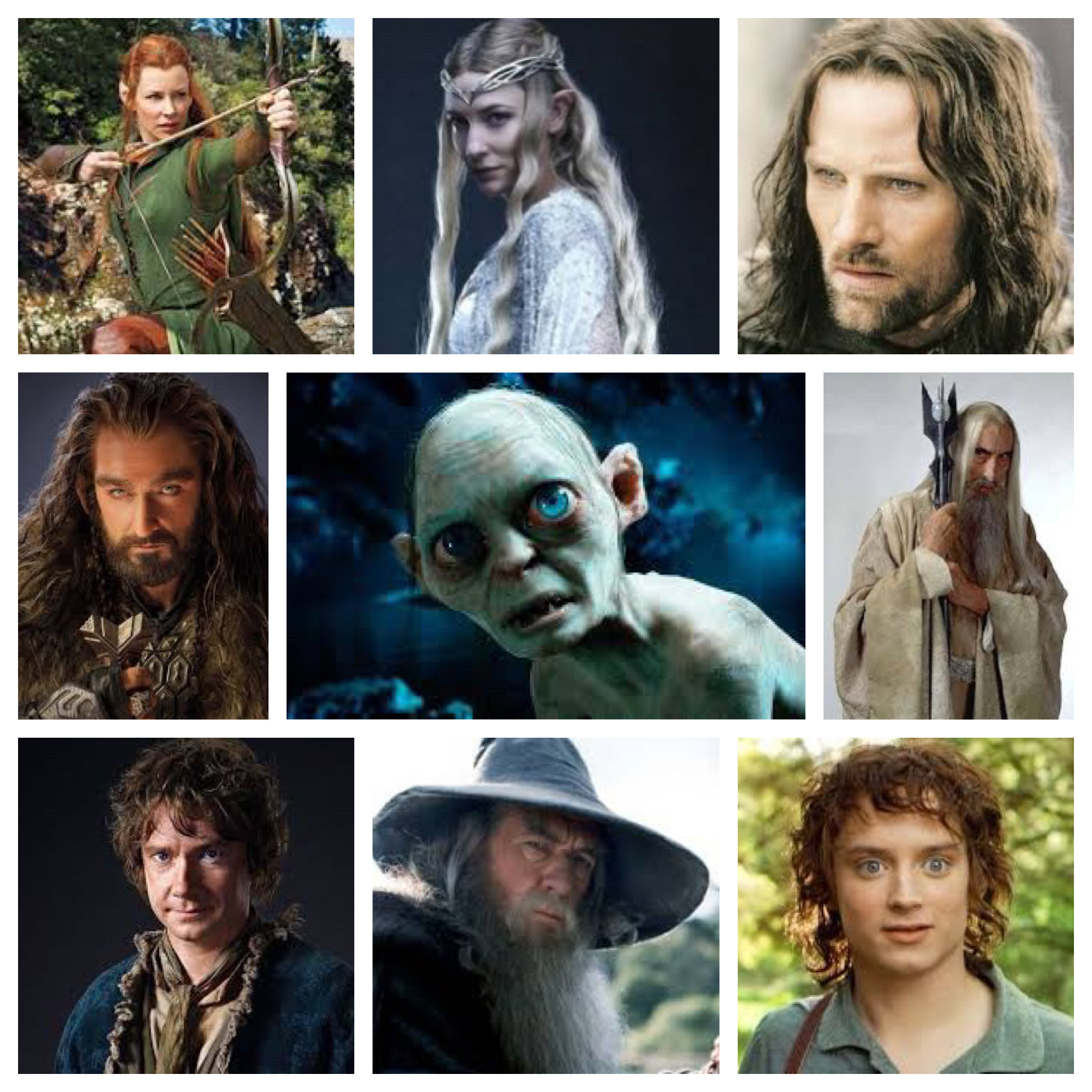 Some of the cast & their names.  Lord of the rings, The hobbit, Lord